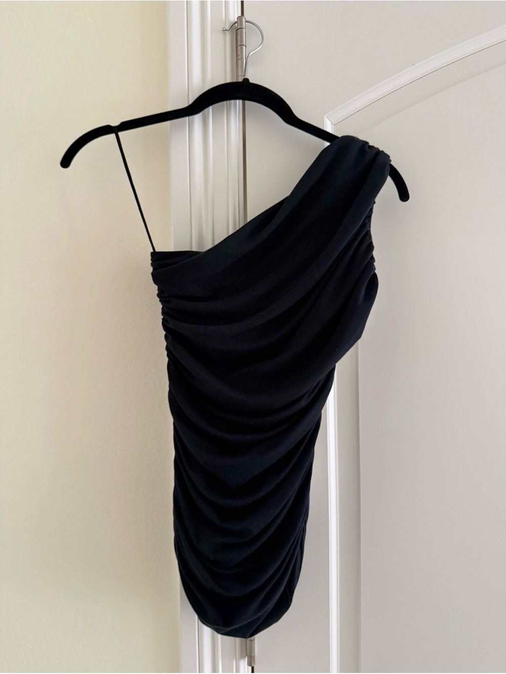 Banana Republic One-Shoulder Draped Black Dress